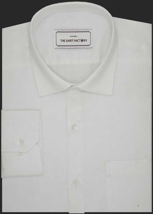 Men's Premium Cotton Blend Dobby Shirt White (0997)