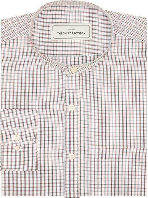Men's Cotton Check Shirt with Mandarin Collar - Multicolor (0959-MAN)