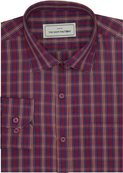 Men's Cotton Check Shirt - Red (0630)