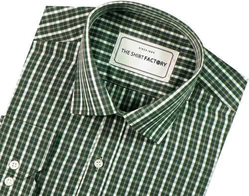 Men's Cotton Blend Check Shirt - Green (0644)