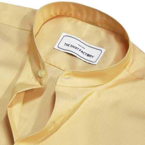 Men's Cotton Blend Plain Dobby Shirt with Mandarin Collar - Tuscany Yellow (0768-MAN)