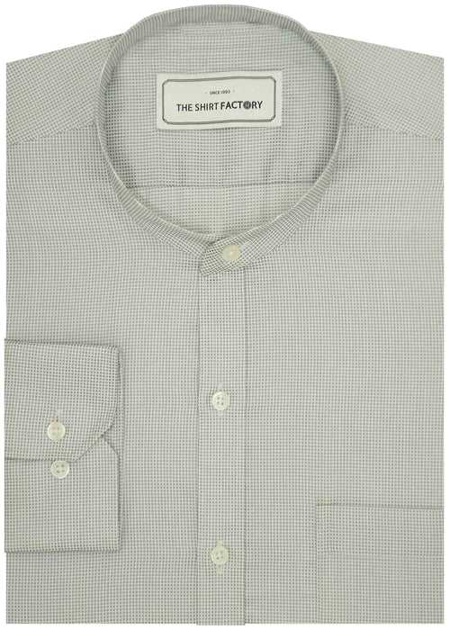 Poly Cotton Plain Dobby Shirt with Mandarin Chinese Collar for Men Grey (0779-MAN)