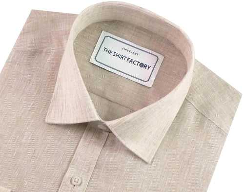 Men's Cotton Blend Plain Shirt - Beige (0523)