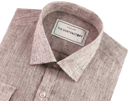 Men's Cotton Blend Plain Shirt - Light Brown (0522)
