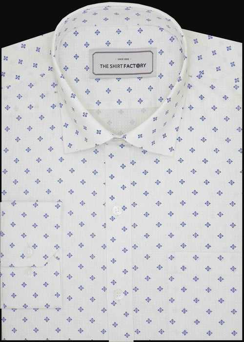 Men's Cotton Printed Shirt - White (0836)