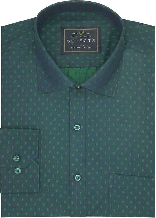Selects Cotton Dobby Printed Shirt Green (0443)