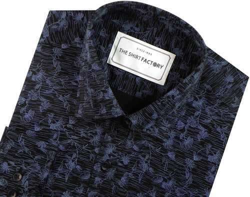 Men's 100% Cotton Printed Shirt - Blue (0421)