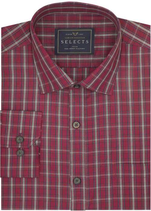 Selects Premium Cotton Check Shirt - Red (0634)