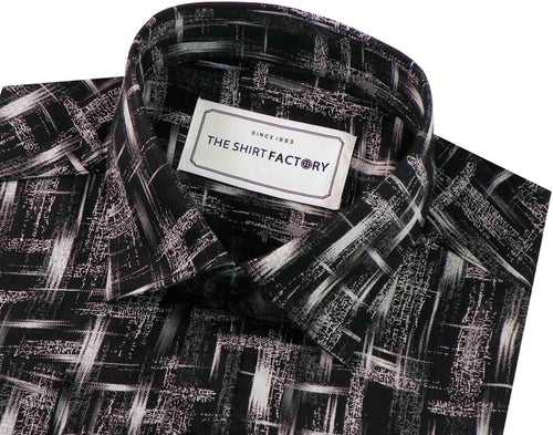 Men's 100% Cotton Printed Shirt - Black (0261)
