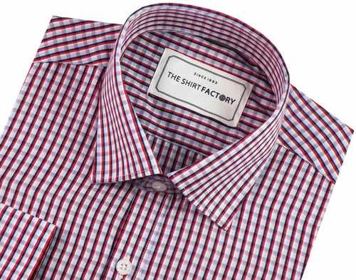 Men's 100% Cotton Check Shirt - Red (0381)