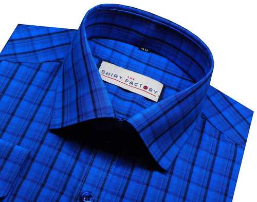 Men's Cotton Blend Shirt - Blue Check (0279)