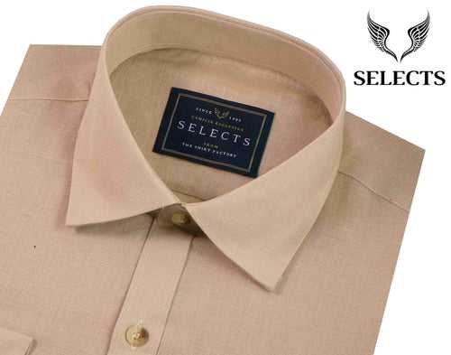 Selects Linen Cotton Blended Plain Shirt - Cream (0493)