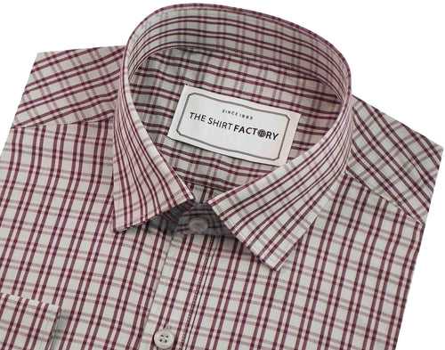 Men's Premium Cotton Check Shirt - Red (0459)