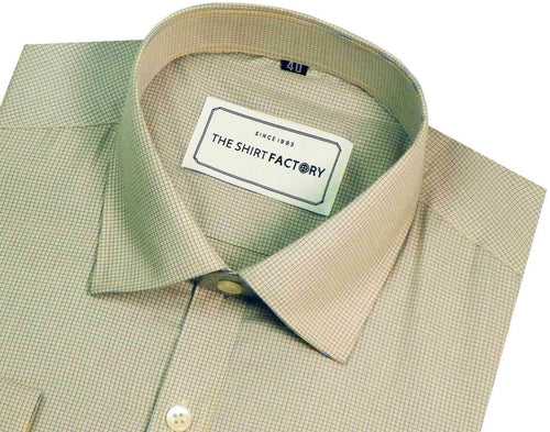 Men's Cotton Blend Micro Check Shirt - Beige (0388)