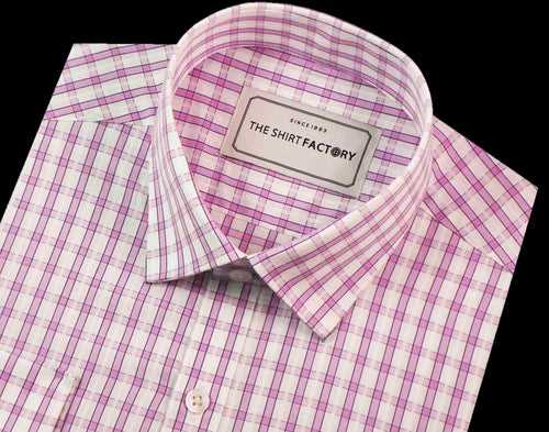 Men's Premium Cotton Check Shirt - Pink (0449)