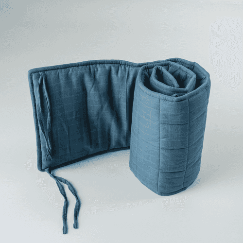Yale Blue Cot Bumper (Quilted Organic Muslin)