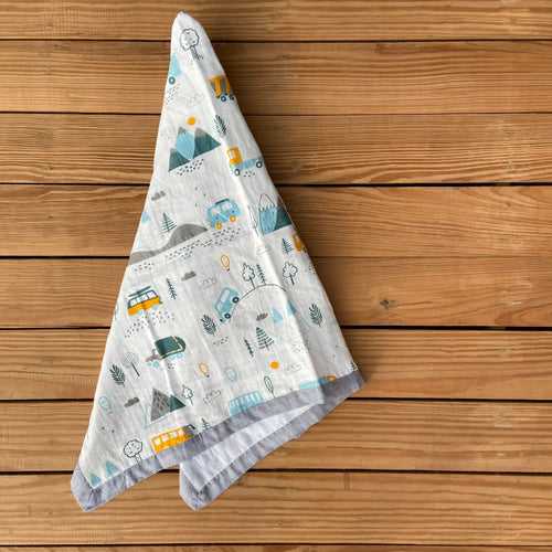 Little Campers Muslin Baby Blanket (Two-Layer Dohar),GOTS Certified,90x120 Cms