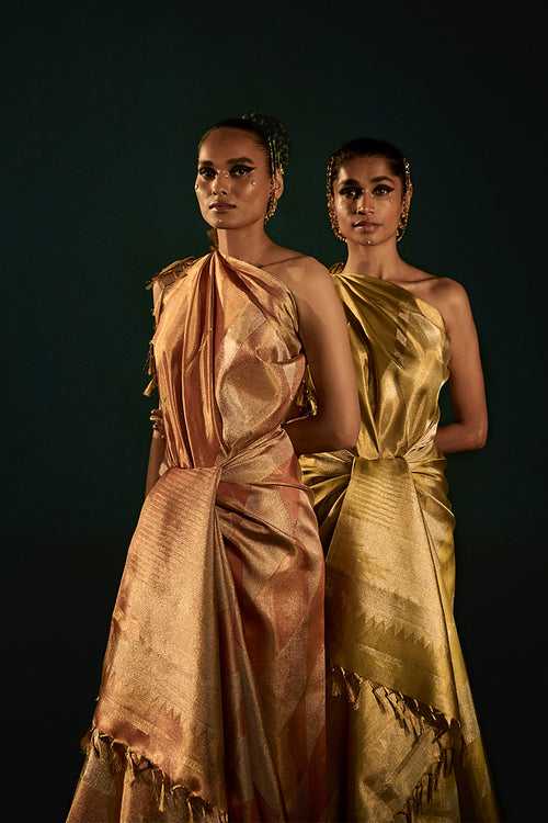 Gold-Mustard Silk Kanjivaram Sari