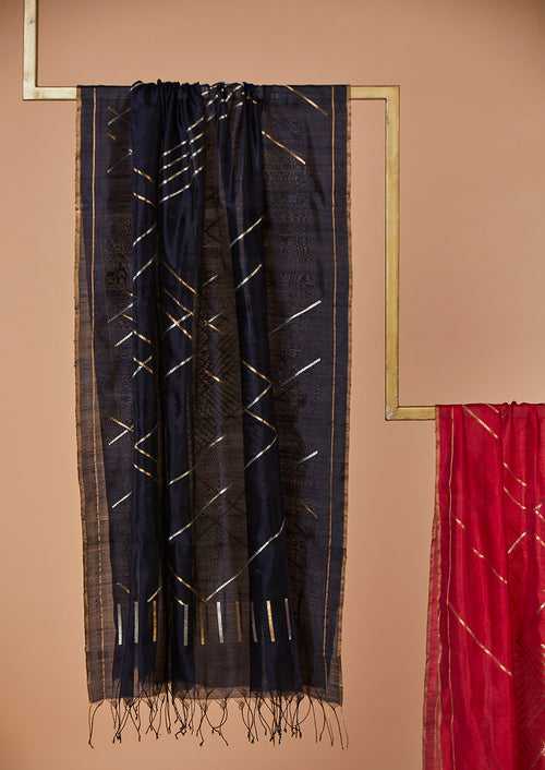 Navy Chanderi Jaamdani Dupatta from our collection "Lines"