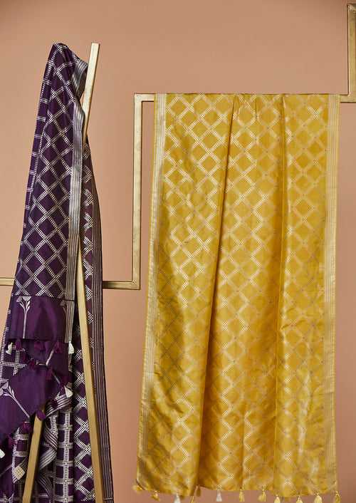 Yellow Banarsi Silk Dupatta