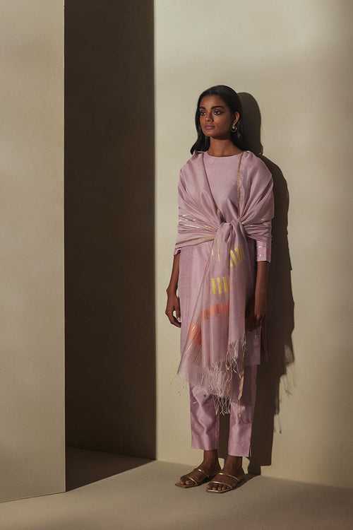 Pink Chanderi Jaamdani Suit