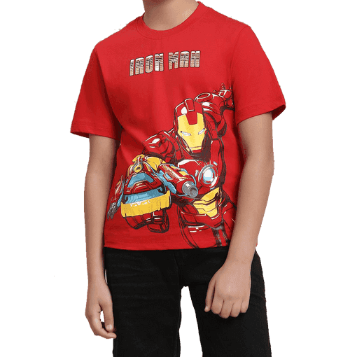 Iron Man 0757 Bright Red Kids Boys T Shirt