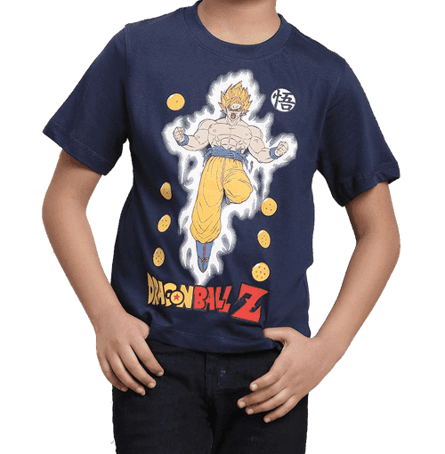 Dragon Ball Z 0748 Navy Peony  Kids Boys T Shirt