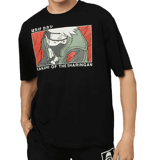 Naruto 1645 Black Loose Fit T Shirt