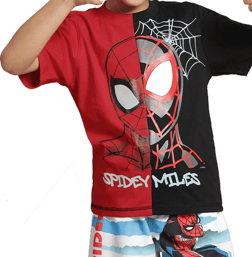 Spiderman 1698 Black Red Kids Boys T Shirt