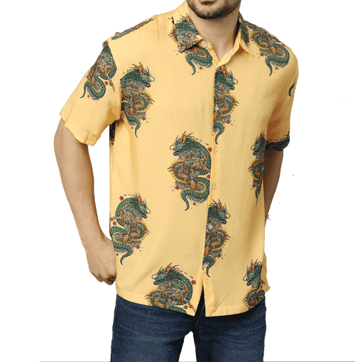 Ryushin Samurai Printed Yellow Unisex Shirt