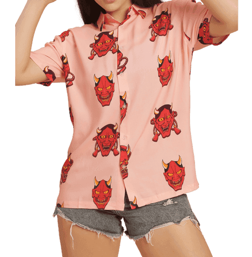 Sakura Oni Printed Pink Unisex Shirt