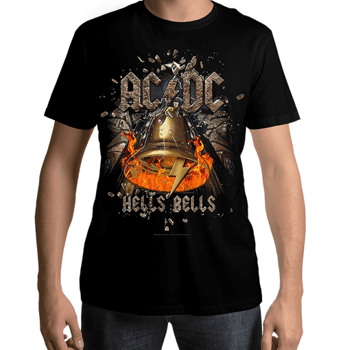 AC DC Hells Bells Jumbo Print Black T Shirt