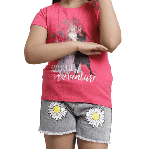 Frozen 1758 Virtual Pink Kids T Shirt
