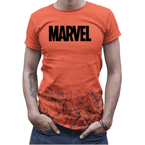 Marvel Orange Mens T Shirt
