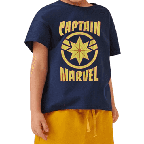 Captain Marvel Blue Kids T Shirt