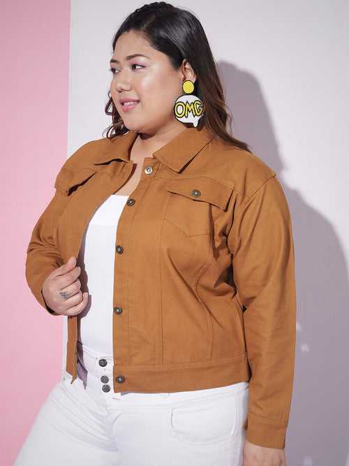 Twill Denim Plus Size Women Regular Jacket-2626PLUS