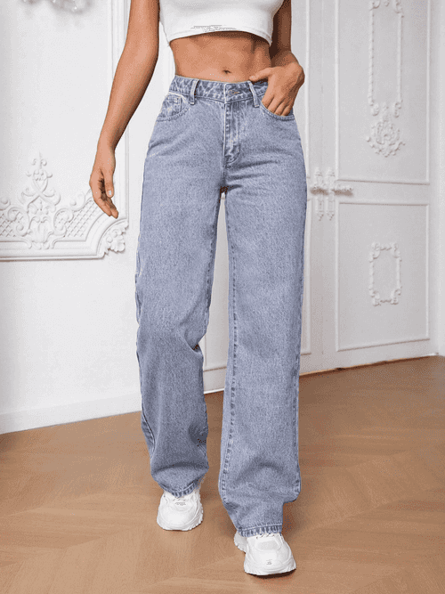 Denim Straight Wide Leg Women Jeans-3210