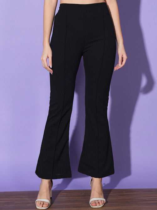 Lycra Solid Elasticated Women Trouser Pant-3114