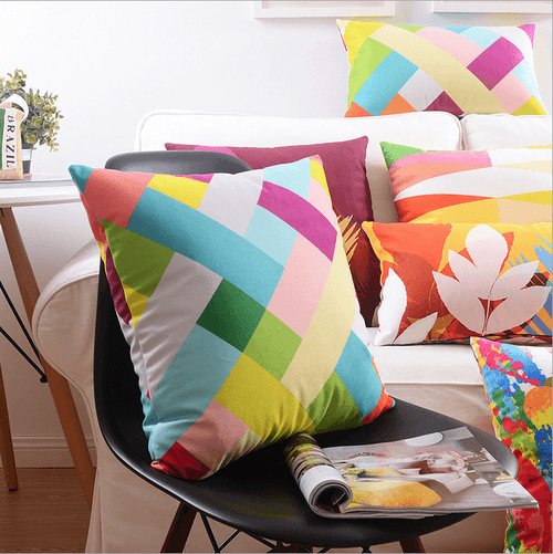 Cotton Feel Designer Modern Multi-Color Decorative Throw Pillow Cushion Covers - Set of 5