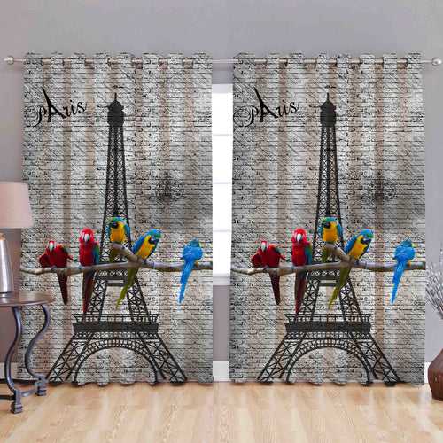 Digital Heavy Long Crush Curtains - Pleasantries of Parrot