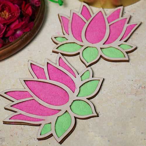 DIY Lotus Pattern Rangoli Design Stencil 4" (Set of 2)