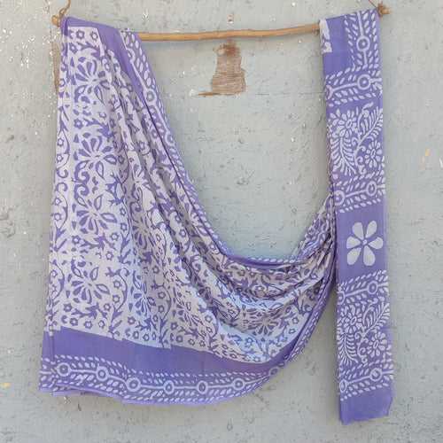 ISHA-Mul Cotton Purple With White Saree