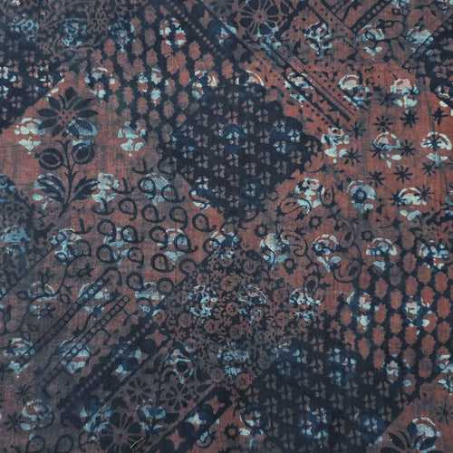 Pure Cotton Bagru Rust Blue And Rust Black Different Design Block Hand Block Print Fabric