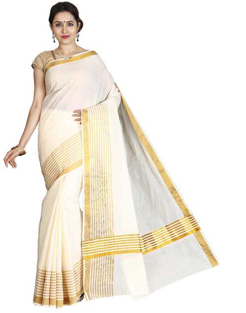 Kasavu Stripes Border Saree