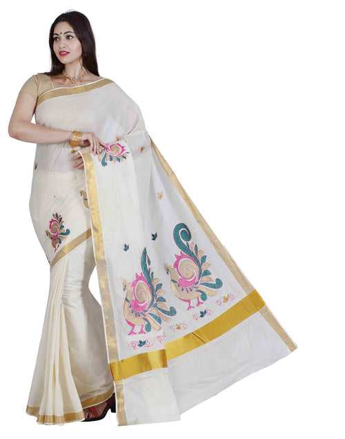 JISB Cotton Saree Cream