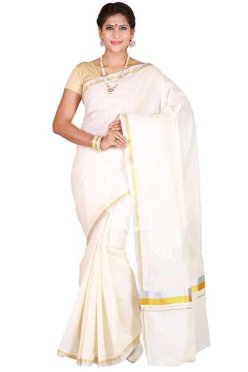 Silver zari kerala saree