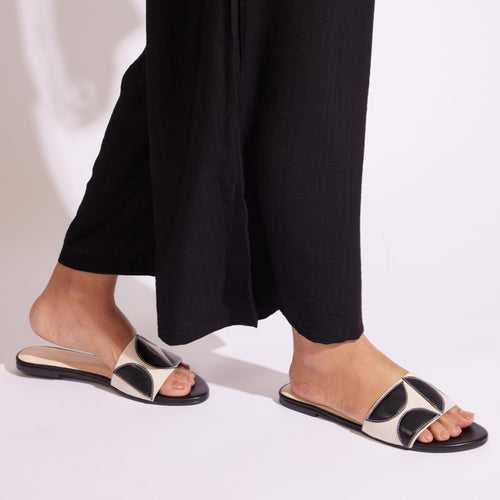 Geometric Canvas Black Flats