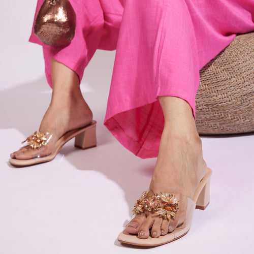 Peach Embellished Heels