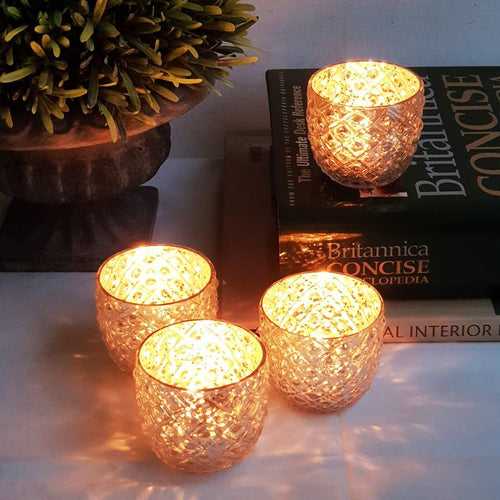 Sparkle Silver Votives (Set of 4 pcs)