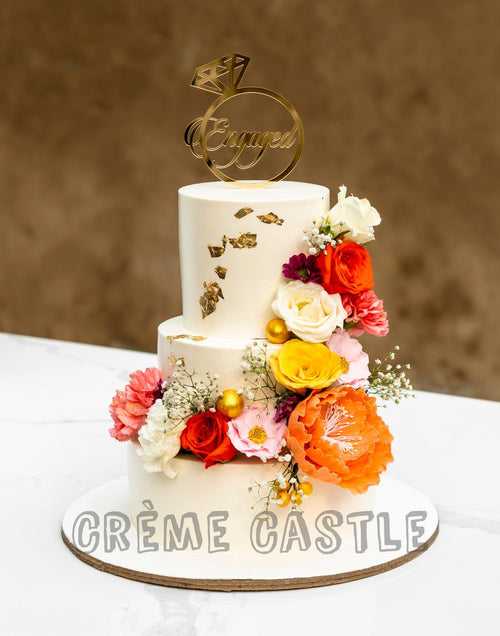 Floral Gold Wedding Cake